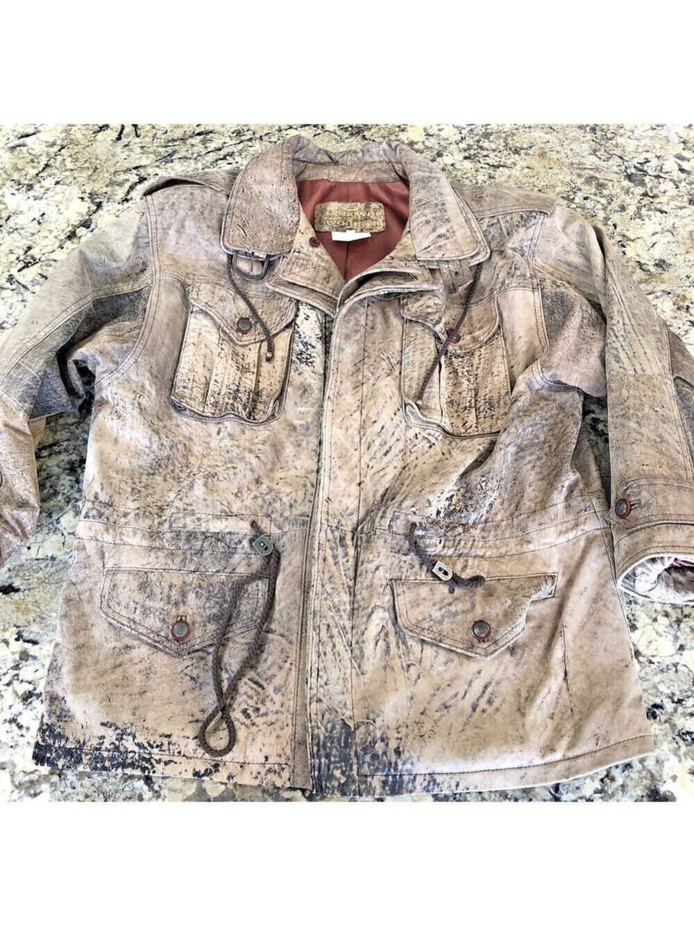 Size 2 The Leather Ranch Womens Leather Midi Jacket Camo Brown Cowgirl CA